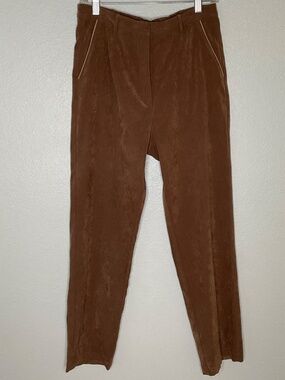 Vintage Passport brown career straight leg trousers suede like fabric comfort